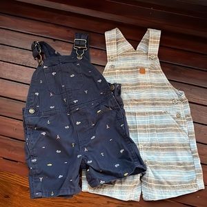 Two overalls, 12 months, Calvin Klein and Carters brand